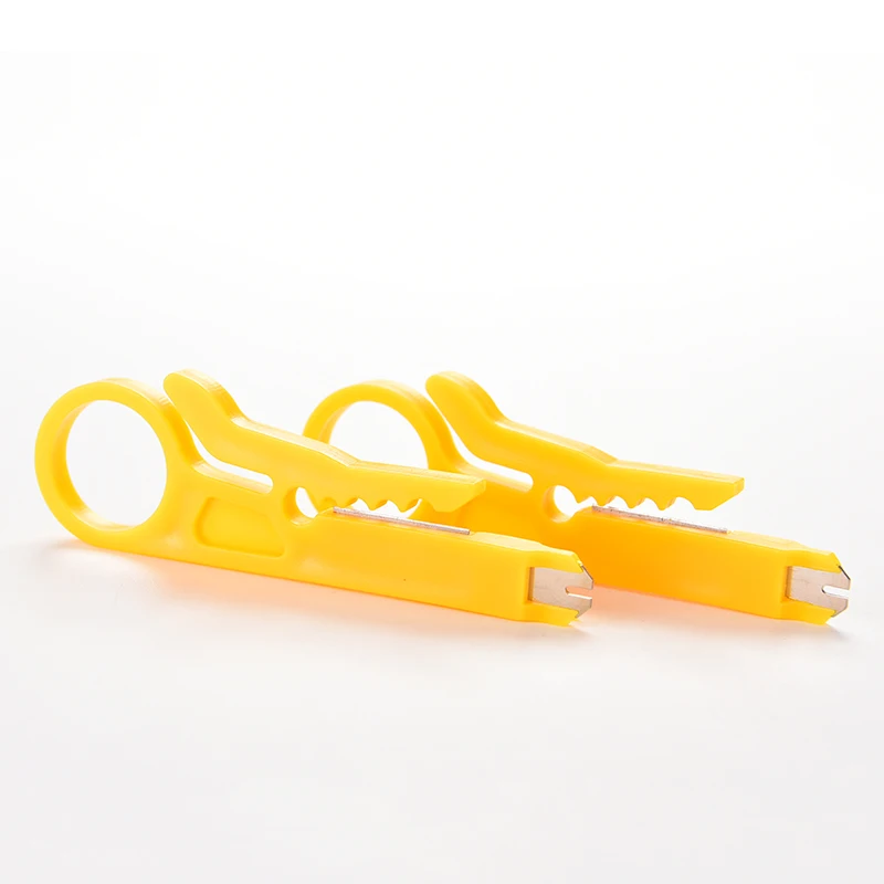 1 PC  Yellow Network Connection Wire Punch Down Simple Wire Stripping And Tying Tool Cutter Stripper For RJ45 Cat5 Cable Tool