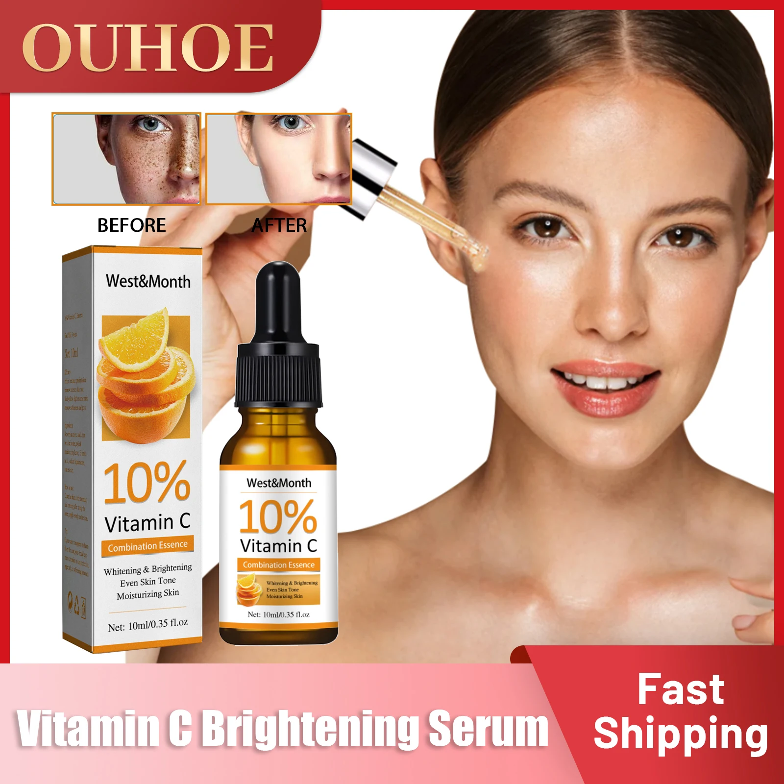 

Vitamin C Brightening Serums for Face Anti Aging Whitening VC Essence Fade Dark Spot Freckle Pigment Melanin Removal Facial Care