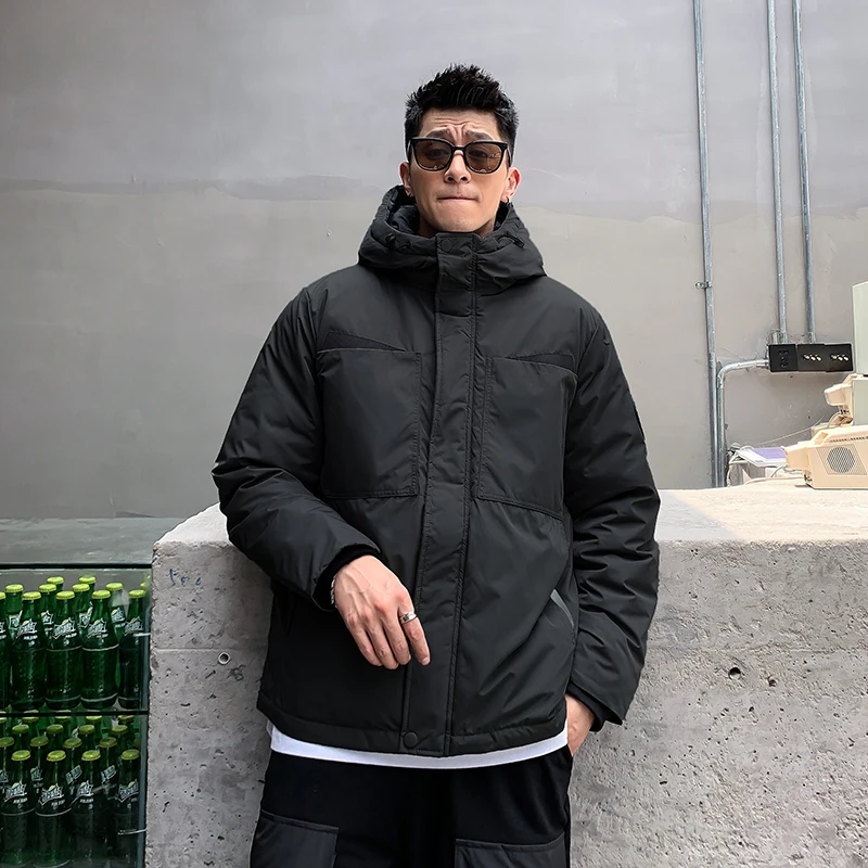 

2023 Men's Winter New Fashion Short Casual Hooded Outerwear Male Solid Color Thick Warm Coats Men White Duck Down Jackets S81