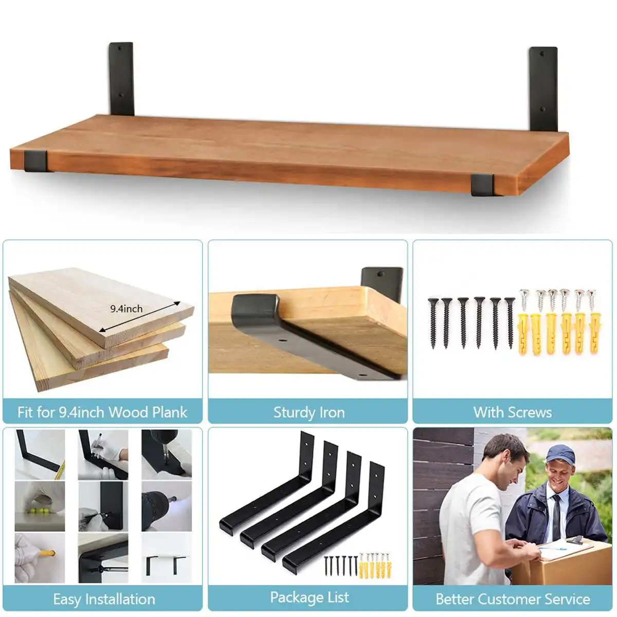 

4Pcs Iron Shelf Brackets Holder Rack L Bracket Wall Floating Shelf Home Decor Storage Holders