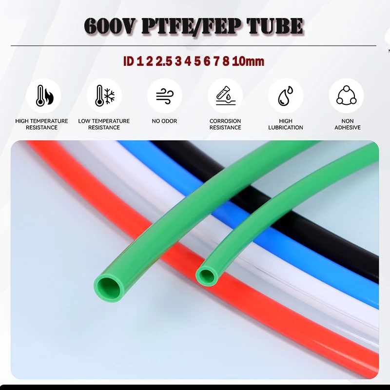 Фото Трубка из PTFE/FEP 600В, ID 1, 2, 2.5, 3, 4, 5, 6, 7, 8, 10 мм, жесткая, высокотемпературная, коррозионностойкая, для 3D-принтеров №1