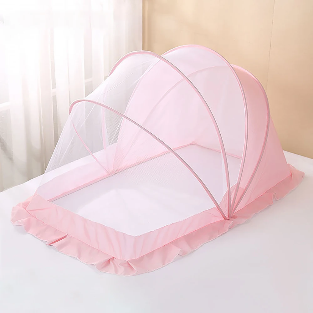 Mosquito Net Crib For Baby Portable Foldable Newborn Toddler Pad Tent Pink Blue Children Summer Cradle Bed Sleeping Mosquito Net images - 6