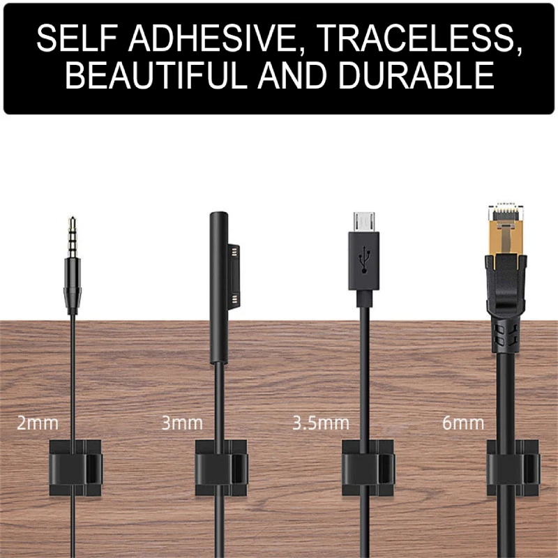 

10PCS Cable Clips Self Adhesive Cord Management Black Wire Holder Organizer Clamp Self-adhesive Car Wire Clip Accessories Stock