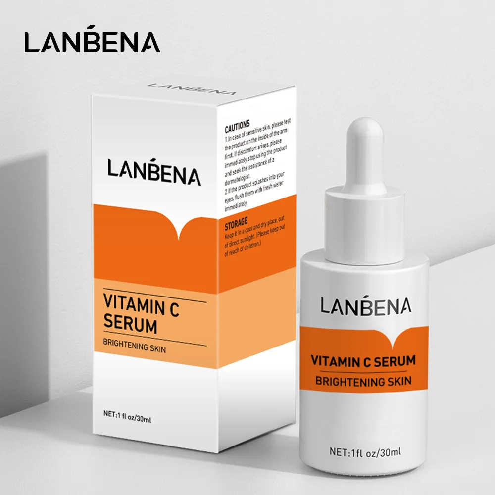 LANBENA Vitamin C Serum Brightening Skin Rejuvenating Whitening Fade Dark Spot Smooth Fine Lines Anti-Aging Face Essence 30ML
