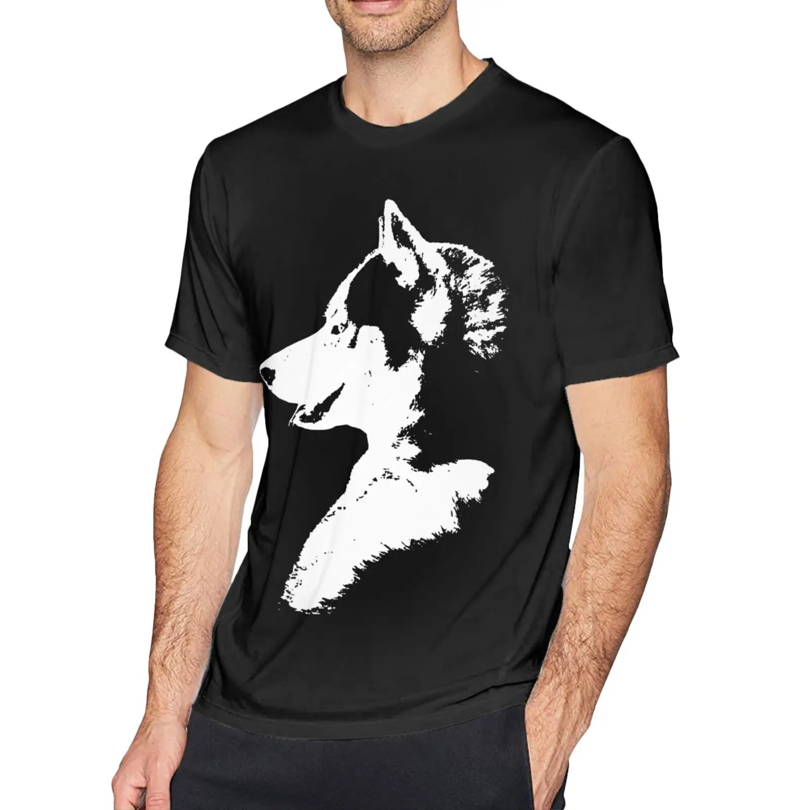 

Футболка мужская оверсайз с круглым вырезом, одежда в стиле аниме для пар, Сибирский хаски, любимая собака