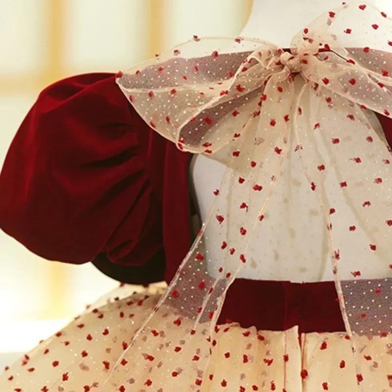 Модное детское бархатное платье-пачка для девочек платье с пышными рукавами