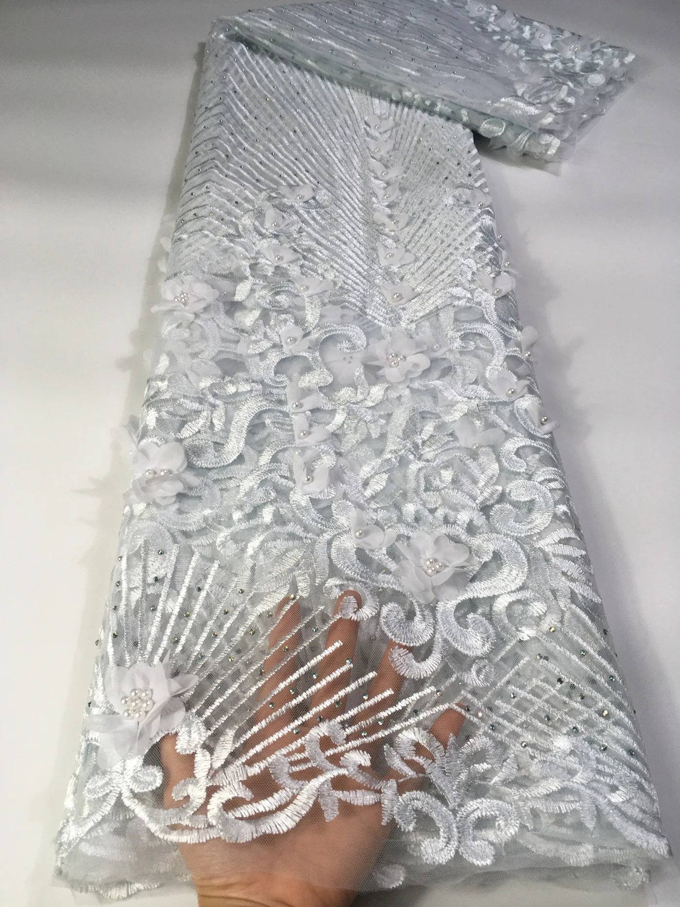 Модная красная кружевная ткань с 3D цветами 2022 Высококачественная африканская