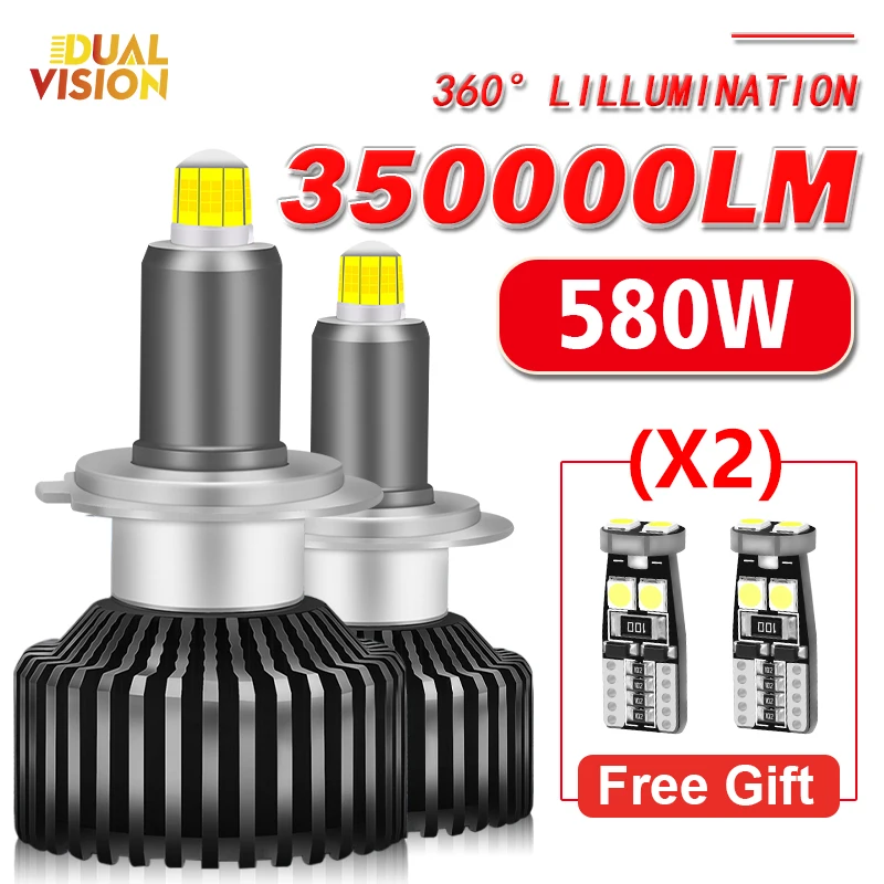 

580 Вт, H7, лампы для автомобильных фар, Canbus H8, H9, H11, H1, светодиодный HB3, 9005, HB4, 9006, Hir2, 9012, Светодиодный Turbo, противотуманная фара, 6000K, 4300K