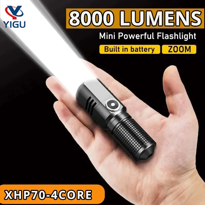 

Powerful XHP50 Mini Led Flashlight Battery USB Rechargeable Zoom Torch Lamp Flashlights 3Modes Portable Outdoor Camping Lighting