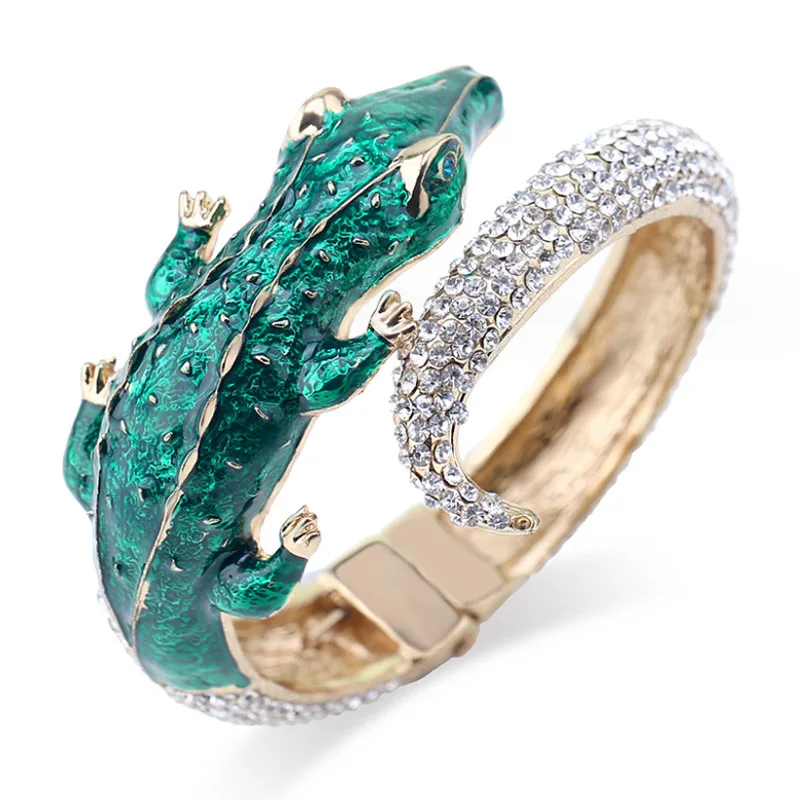 

Donia Jewelry European and American Fashion Enamel Crocodile Titanium Steel Micro-Inlaid AAA Zircon Open Luxury Bracelet
