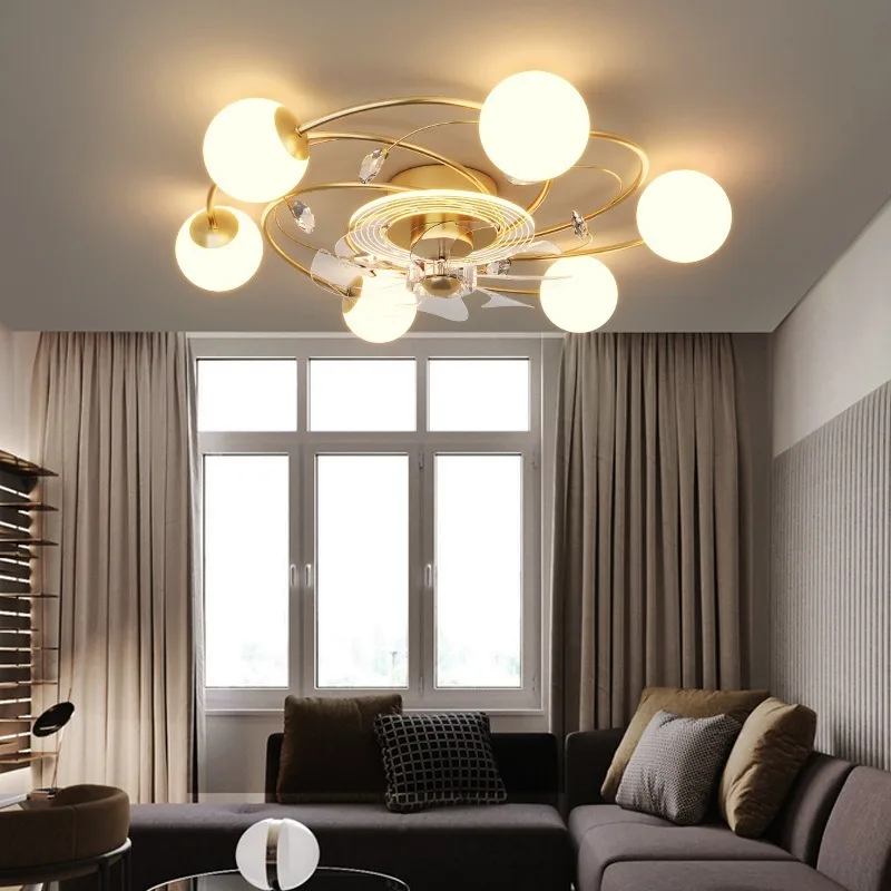 

Ceiling Fans With Lights Living room full sky star restaurant Nordic lamp modern high-end and atmospheric household fan lighting