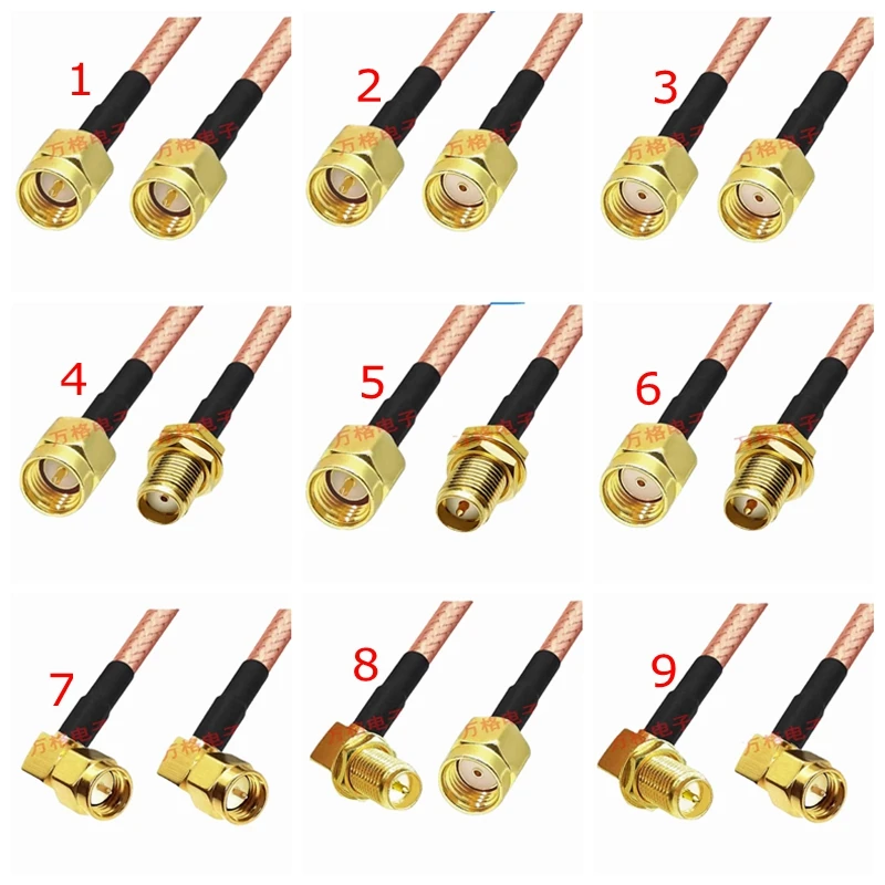 

RG400 Double Shielded Cable SMA To SMA Male Female Connector SMA RG400 RF Coaxial Pigtail Jumper Adapter Straight New Brass