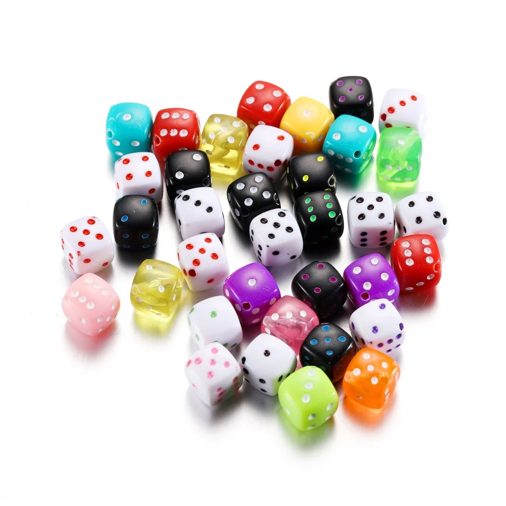 

30Pcs/Lot 8*8mm Dice Beads Square Shape Acrylic Spaced Beads for DIY Bracelet Necklace Charms Jewelry Making Accessories