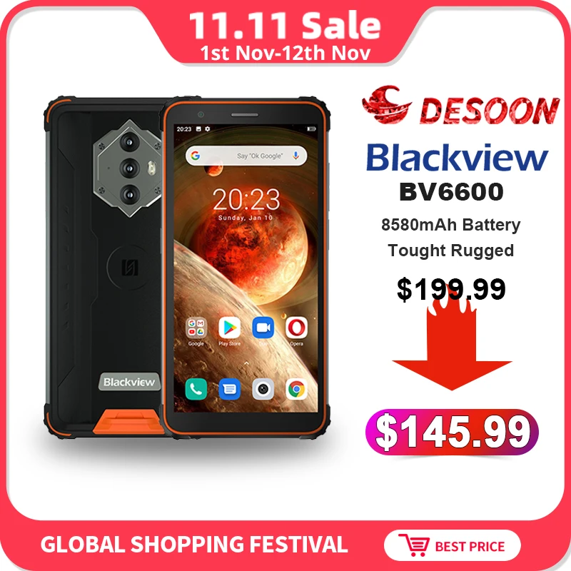 

Blackview BV6600 Водонепроницаемый смартфон с 5,5-дюймовым дисплеем, ОЗУ 4 Гб, ПЗУ 64 ГБ, 8580 мАч, 16 МП