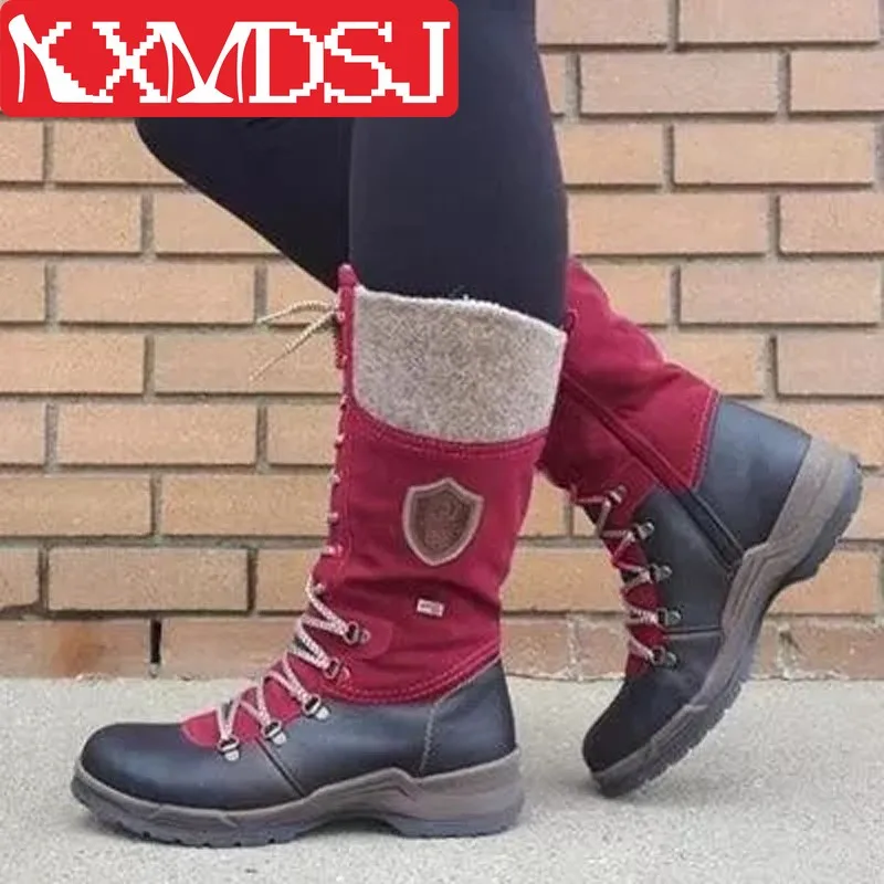 

Women's Low Heel Middle Tube Boots 2021 New Winter Women Warm Boots Luxury Casual Snow Boots Designer Gladiator Motorcycle Boots