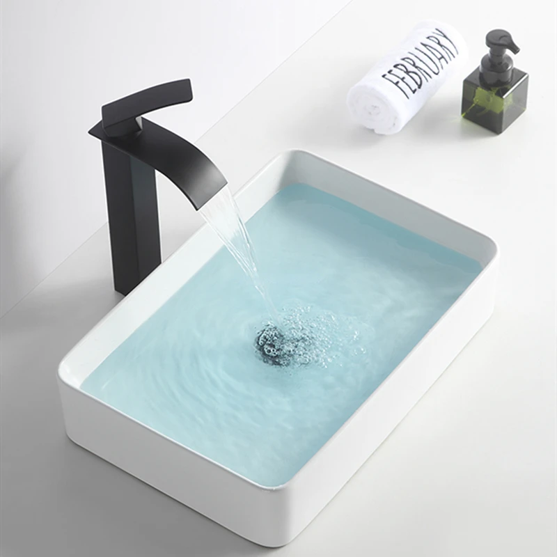 

Modern Nordic Above Counter Basin Rectangle Household Porcelain Wash Basin Balcony Ceramic Wash Basin Bathroom Vessel Sink