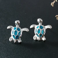 fashion turtle stud earrings ladies blue fire opal stud earrings wedding rings fashion jewelry gifts