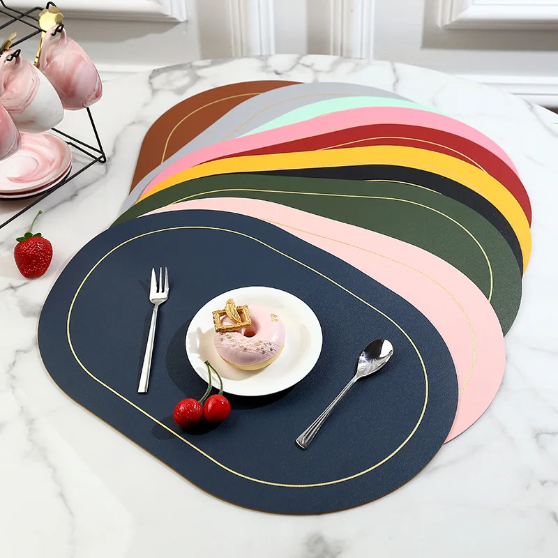 

1PC Pu Leather Placemats Tableware Nordic Home Decor Dining Mat Multi-Color Customized Coaster Ecofriendly Table Protector