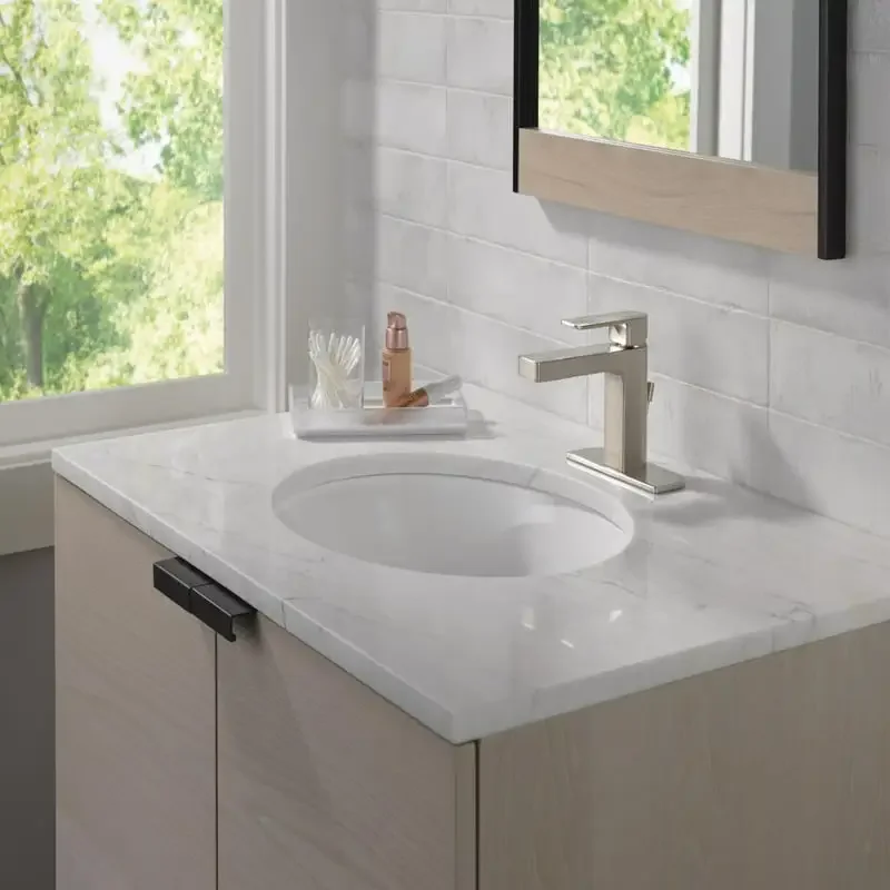 

Handle Lav Faucet in Brushed Nickel Recommended for Use in Bathroom