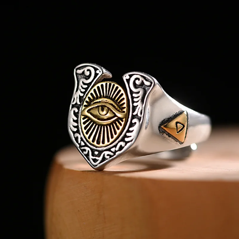 

Vintage Punk Hip Hop Wisdom God's Eye Opening Adjustable Men's Ring Jewelry