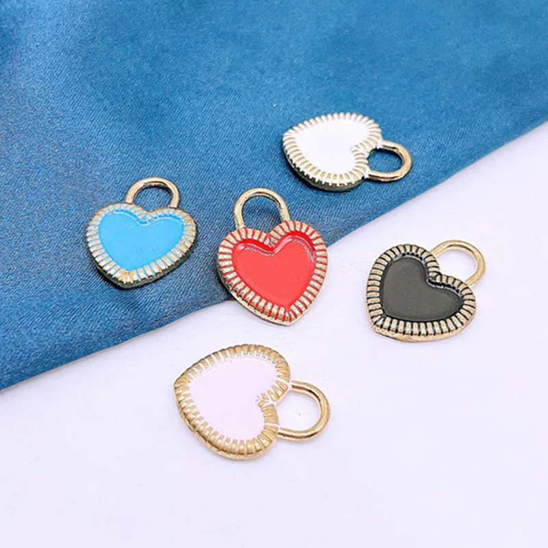 

Simple Sweet Romantic Colorful Love Heart Shaped Alloy Dripping Oil DIY Pendant Jewelry Fashion Couple Necklace Accessories