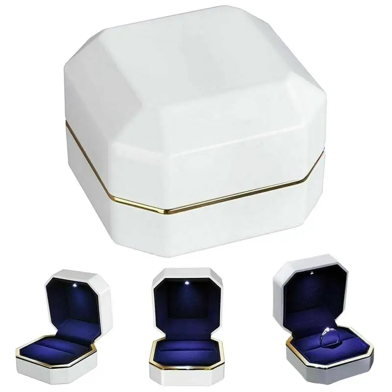 

LED Jewelry Box Square Wedding Jewelry Display Case Display Storage Case For Rings Bracelet Necklace Proposal And Engagement