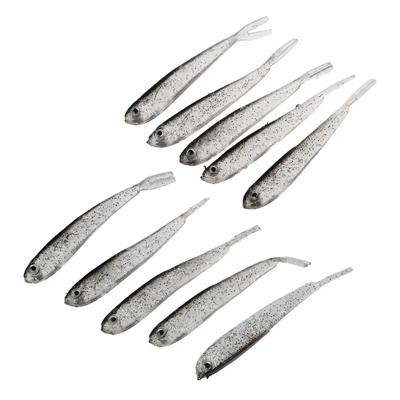 

10 Pcs Fishing Lure Artificial Fish Bait Soft Silicone Creme Low Darkness