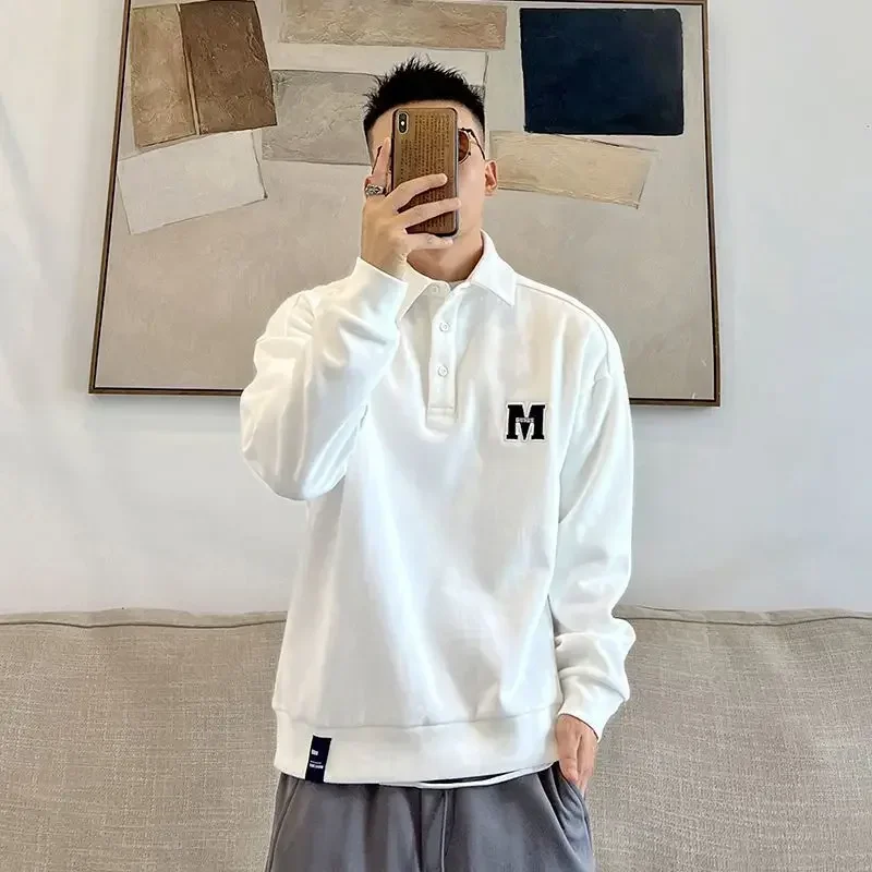 

Пуловер мужской с вышивкой, футболка-поло, дизайнерский Повседневный модный топ в стиле Харадзюку, Полиэстеровая Эстетическая одежда в стиле эмо, крупная партия