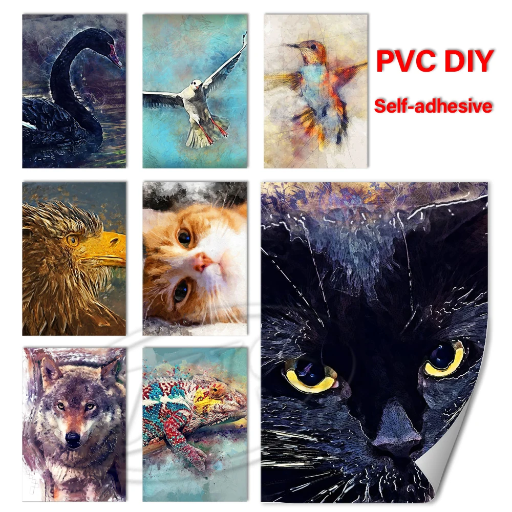 

ПВХ-обои, HD-принты, животные, картины, настенное искусство, постер с кошкой, самодельная роспись, волк, домашний декор, самоклеящиеся картины для гостиной
