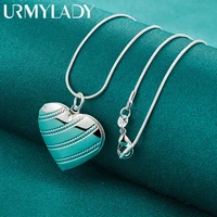 urmylady 925 sterling silver love heart pendant 16 30 inch necklace snake chain for women wedding engagement fashion jewelry