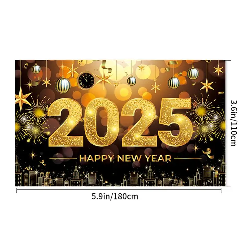 Красный баннер на Новый год 2025 Фоновый для фотобудки 71 х 43 дюйма Элегантный