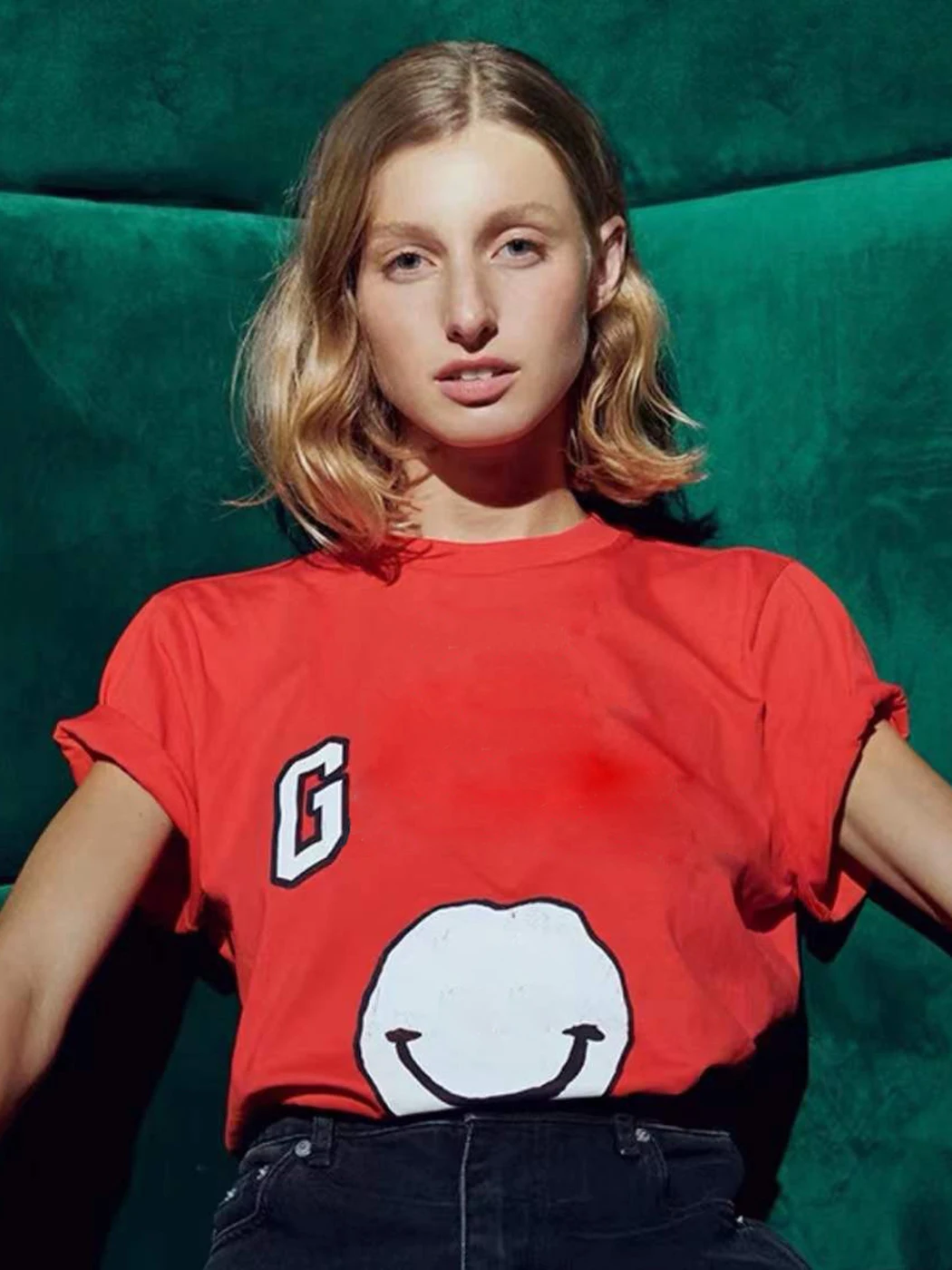 

Letter Red Graphic T-Shirts Woman 2022 Summer Cotton Cozy Tee Shirts Femme Casual Vintage Classic Tshirts Tops