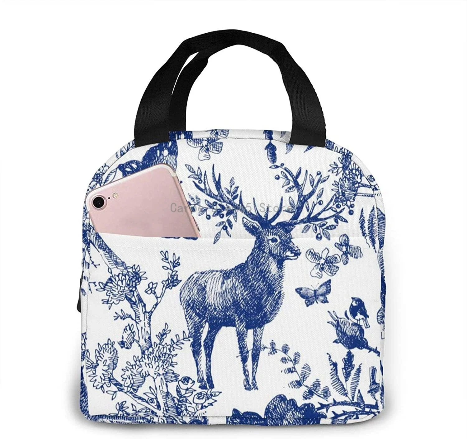 

Storage Bag Fairytale Forest Wild Animal Flowers Portable Insulated Lunch Bag