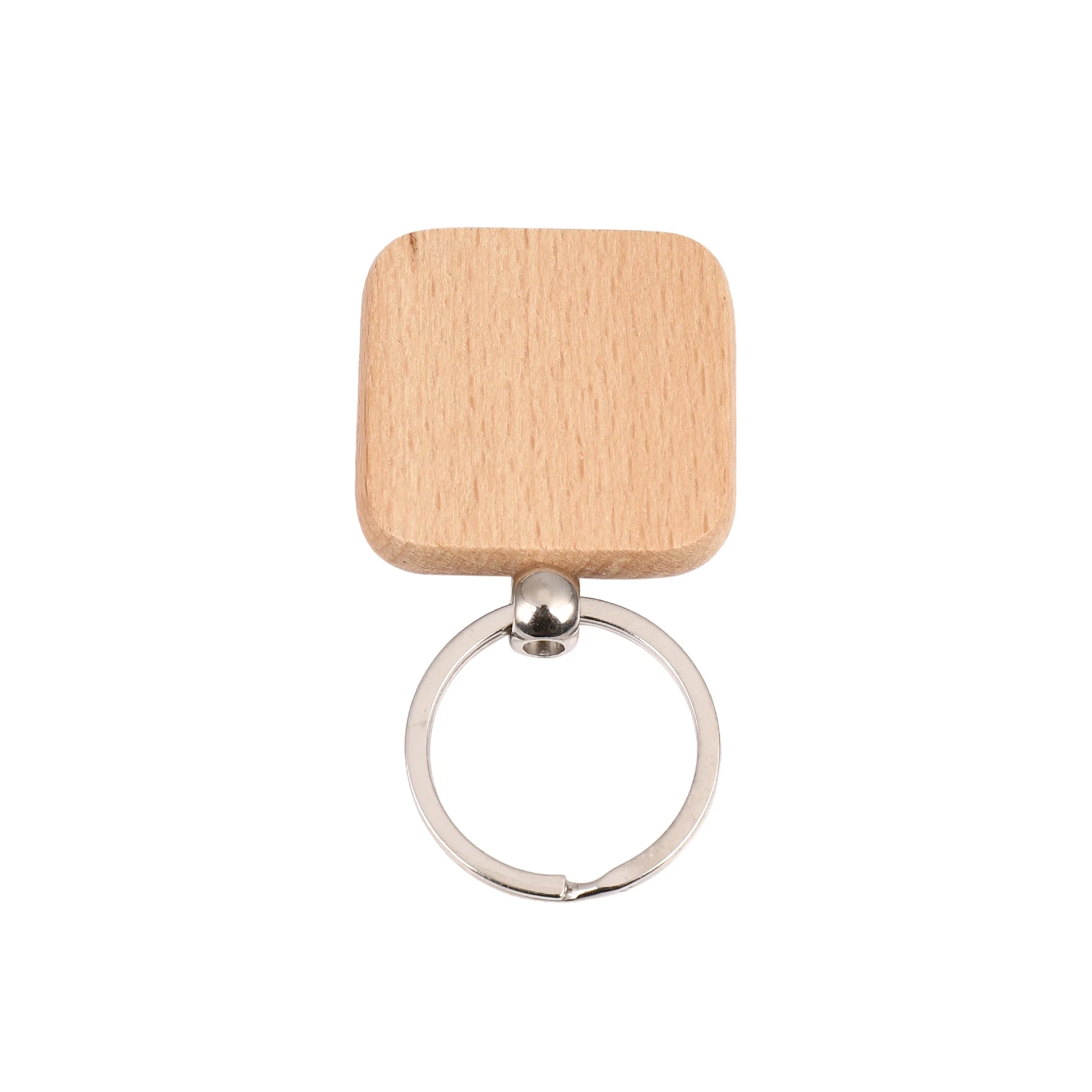 

60Pcs Blank Square Wooden Keychain DIY Key Tag Gift