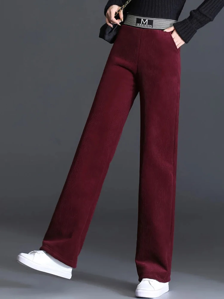 Zoki зимние винтажные женские плотные вельветовые брюки Свободные корейские буквы