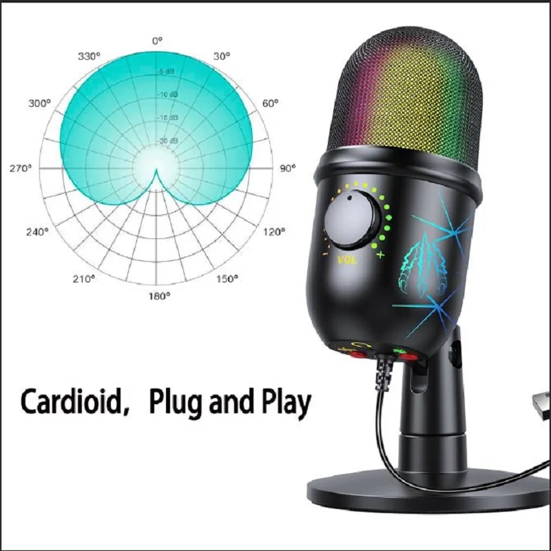USB-микрофон игровой для подкастов конденсаторный настольный микрофон RGB YouTube |