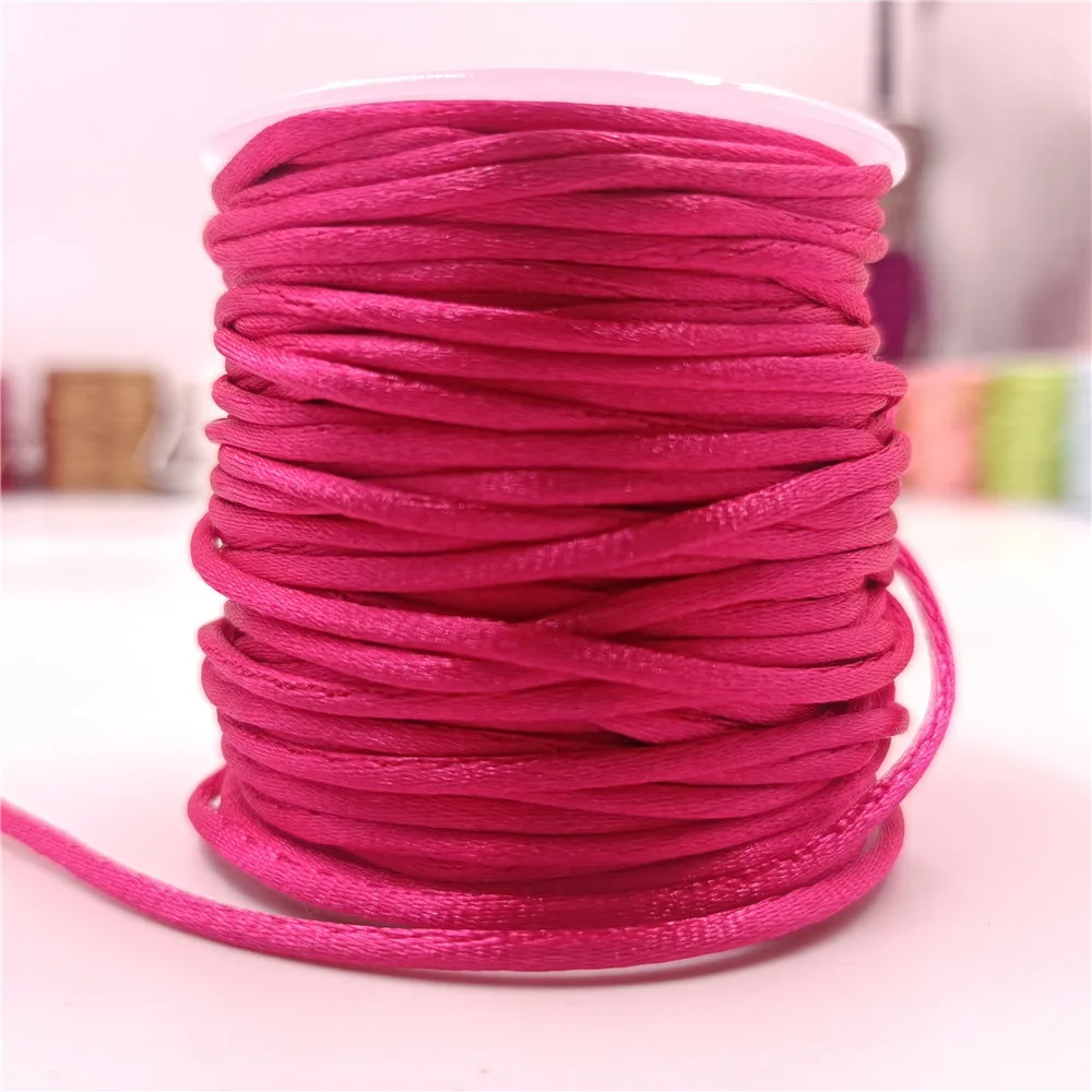 

2mm Rose Pink 10-225meters Chinese Knot Cord Satin Thread Macrame Rope Bracelet Braided String DIY Tassels Beading Thread