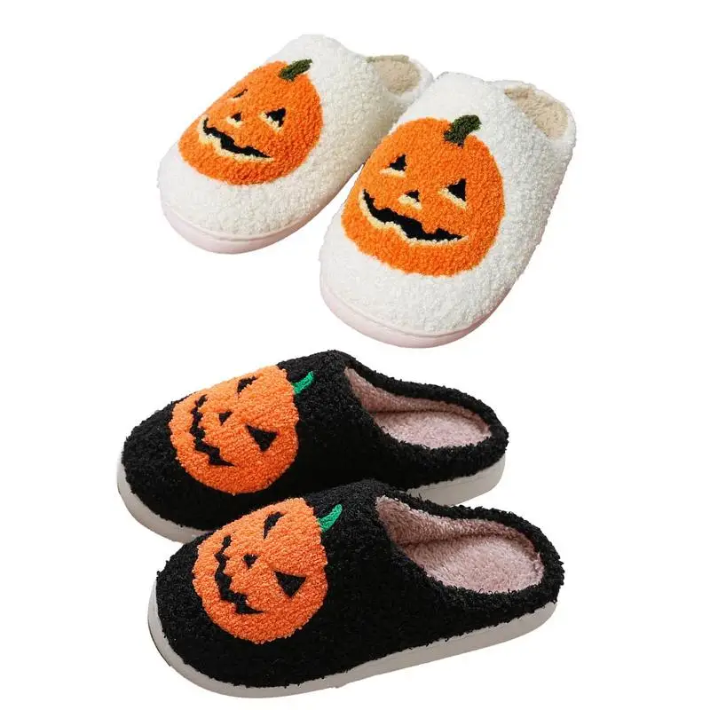 

Candy Corn Lantern Slippers For Women Pumpkin Color Design Short Plush Sock Non-slip Comfy Home Slippers Fluffy Fur Woman Shoes