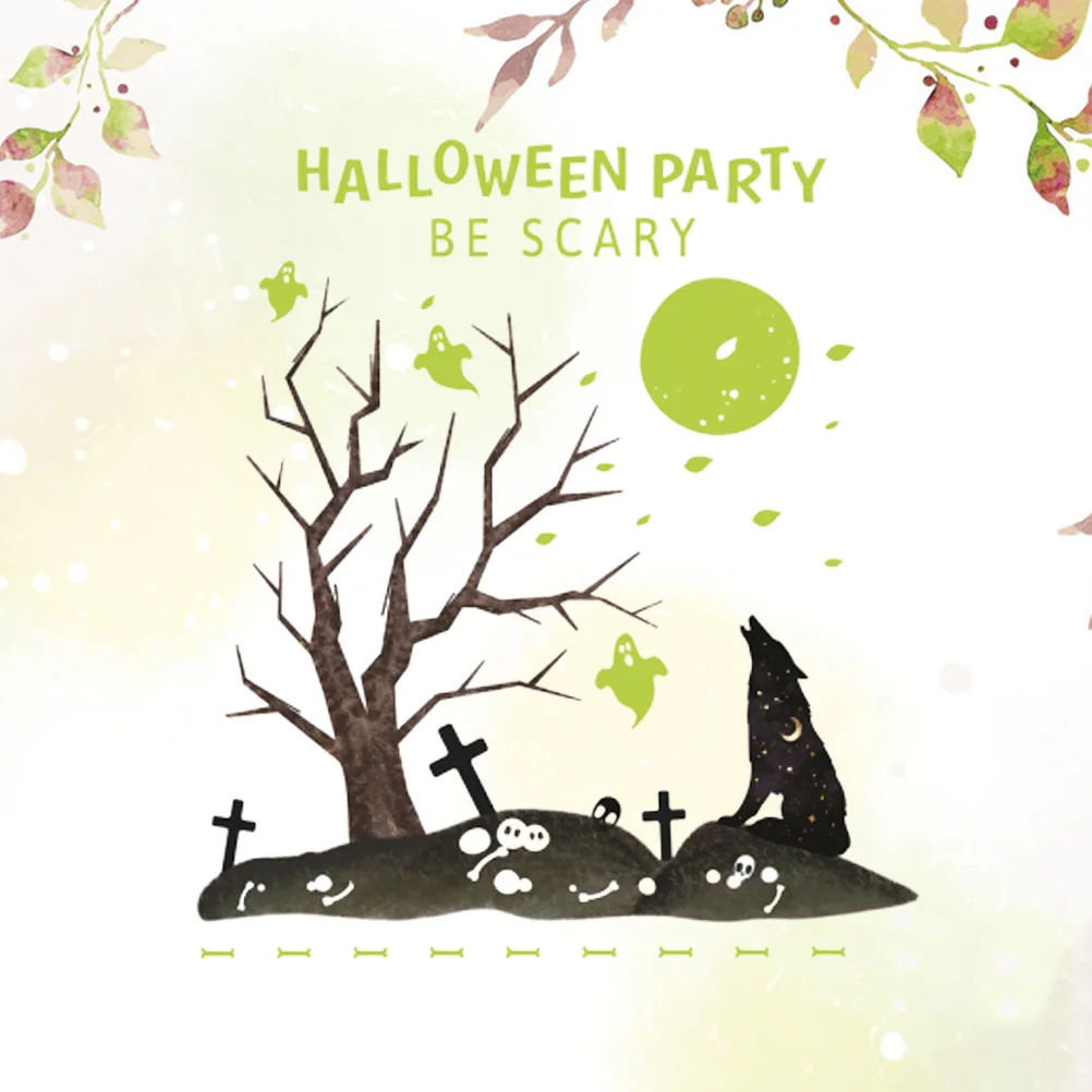 

1pc Wall Sticker Moon Wolf Graveyard Pattern Luminous Wall Decal Glow in The Dark Sticker