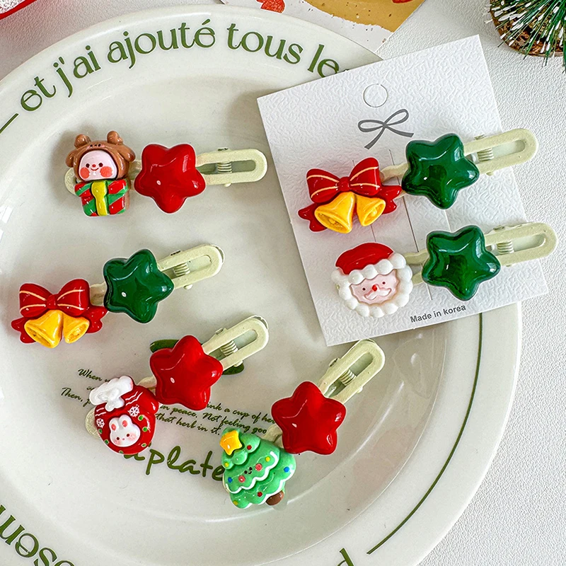 Рождественская заколка для волос с героями мультфильмов милый Санта-Клаус елка