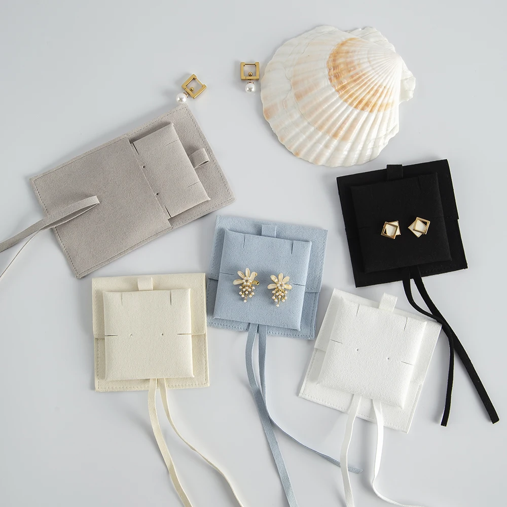 Wrapping Supplie Women DIY Travel Jewelry Pouches Microfiber Luxury Wedding Favor Bags Necklace Organizer Bag with Insert Card