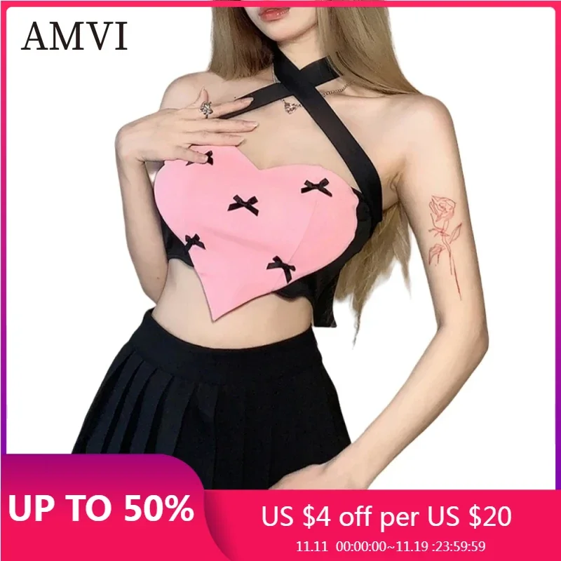 

Cute Tops Women Clothing Pink Black T Shirt Sexy Tanks Fashion Top Slim Tank Backless Vests Waistband Vest Hit The Colour Straps
