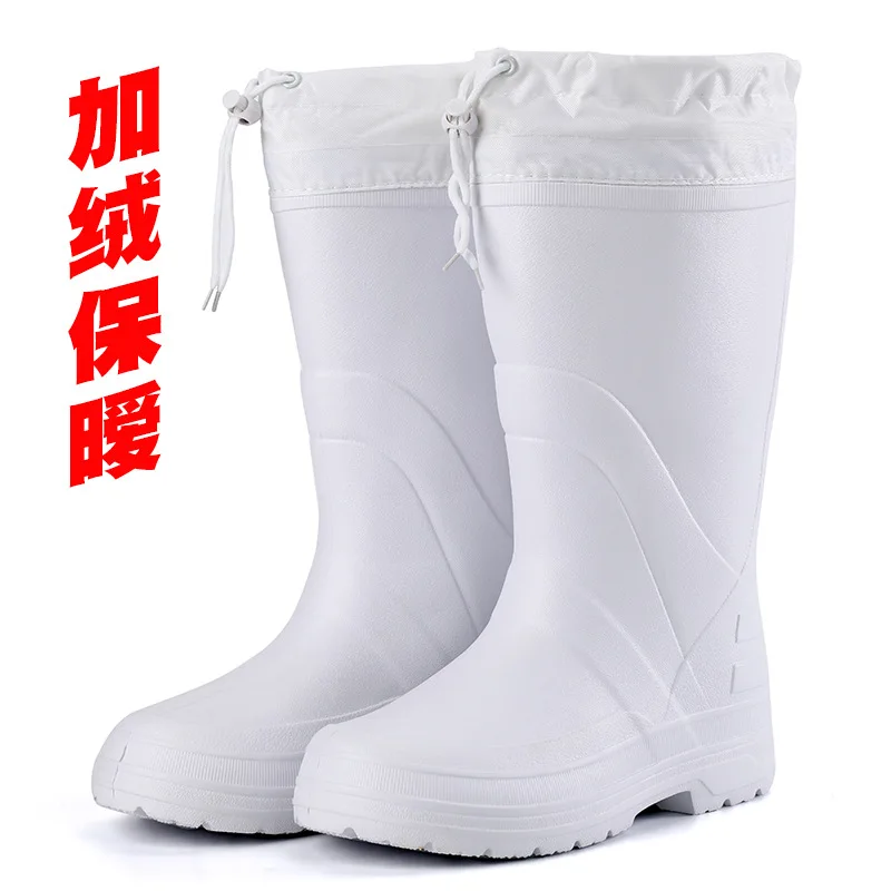 Мужские кашемировые теплые высокие ботинки белые Нескользящие рабочие из ЭВА 331