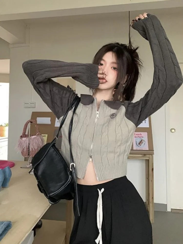 Женский винтажный трикотажный кардиган облегающий базовый Укороченный