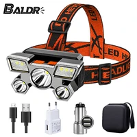 baldr 5 led built in 18650 battery headlamp usb rechargeable portable flashlight lantern headlamp outdoor camping headlight
