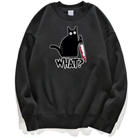 whst funny cat black cats hoodie sweatshirts men sweatshirt jumper hoody hoodies streetwear winter autumn pullover crewneck