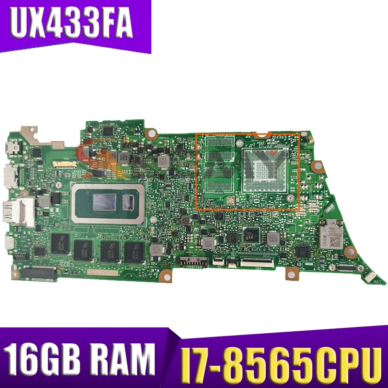 

UX433FA I7-8565CPU 16GB RAM motherboard For ASUS UX433FN UX433FA UX433F UX433 laptop motherboard UX433FA mainboard tested