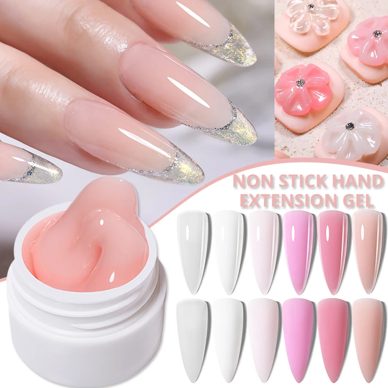 LILYCUTE 8ML Non Stick Hand Extension Gel Nail Polish Clear Nude Pink Carving Flower Nail Art Shaping Solid Acrylic Nail Gel