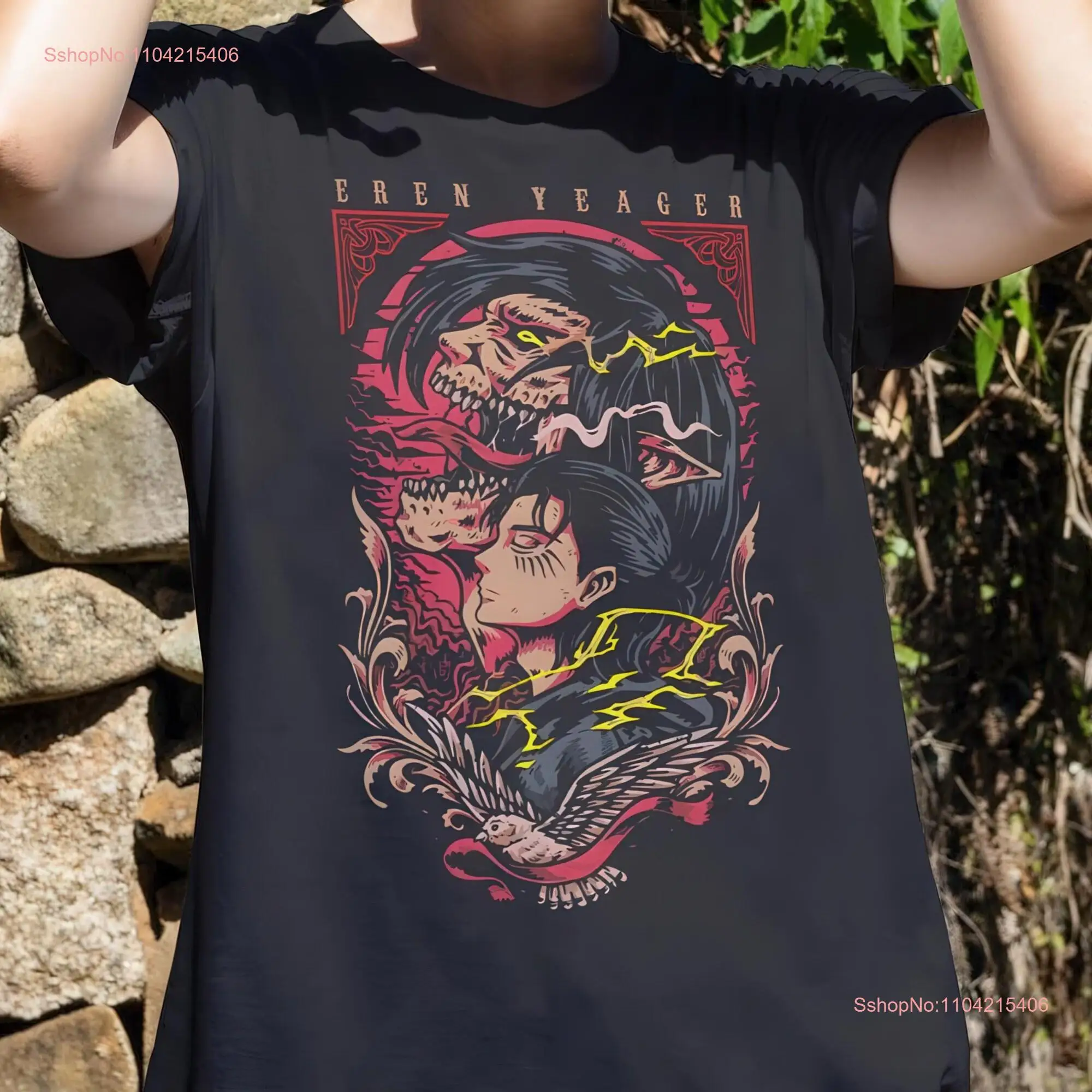 Футболка Eren Yeager Anime Attack on Titan Merch Otaku с длинными или короткими рукавами