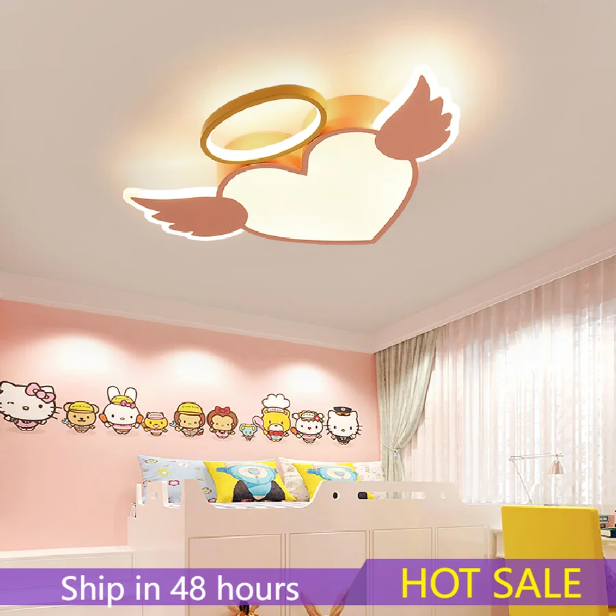 

Светодиодный потолочный светильник в виде ангела, лампа с мультяшным абажуром и дистанционным управлением для детской комнаты, милый декор...